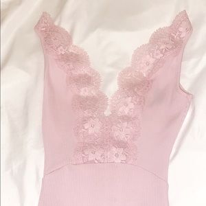 Topshop low cut baby pink bodysuit